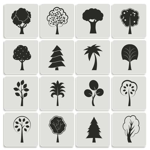 Elementos de diseño de árboles de bosque verde vector