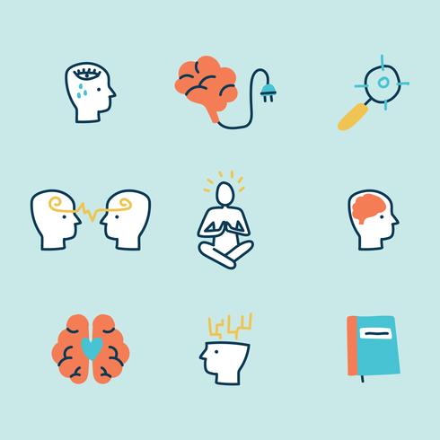Doodled Mental Health Icons vector
