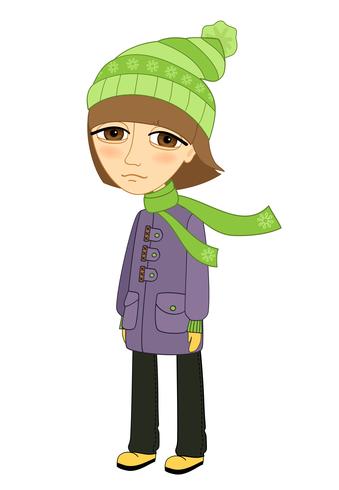 Sad girl standing alone and not smiling vector