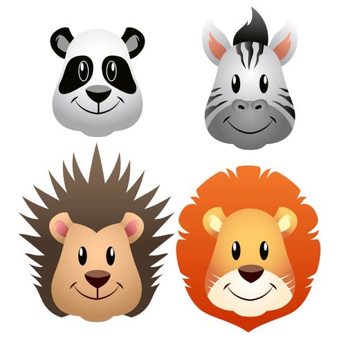 Conjunto de caras de animales vector