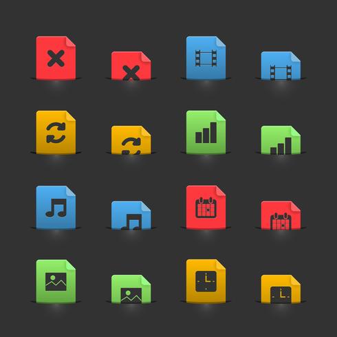 Online media icons set on moving stubs vector