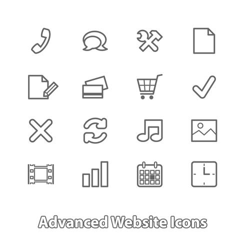 Conjunto de iconos de sitio web para compras en línea, contorno plano vector