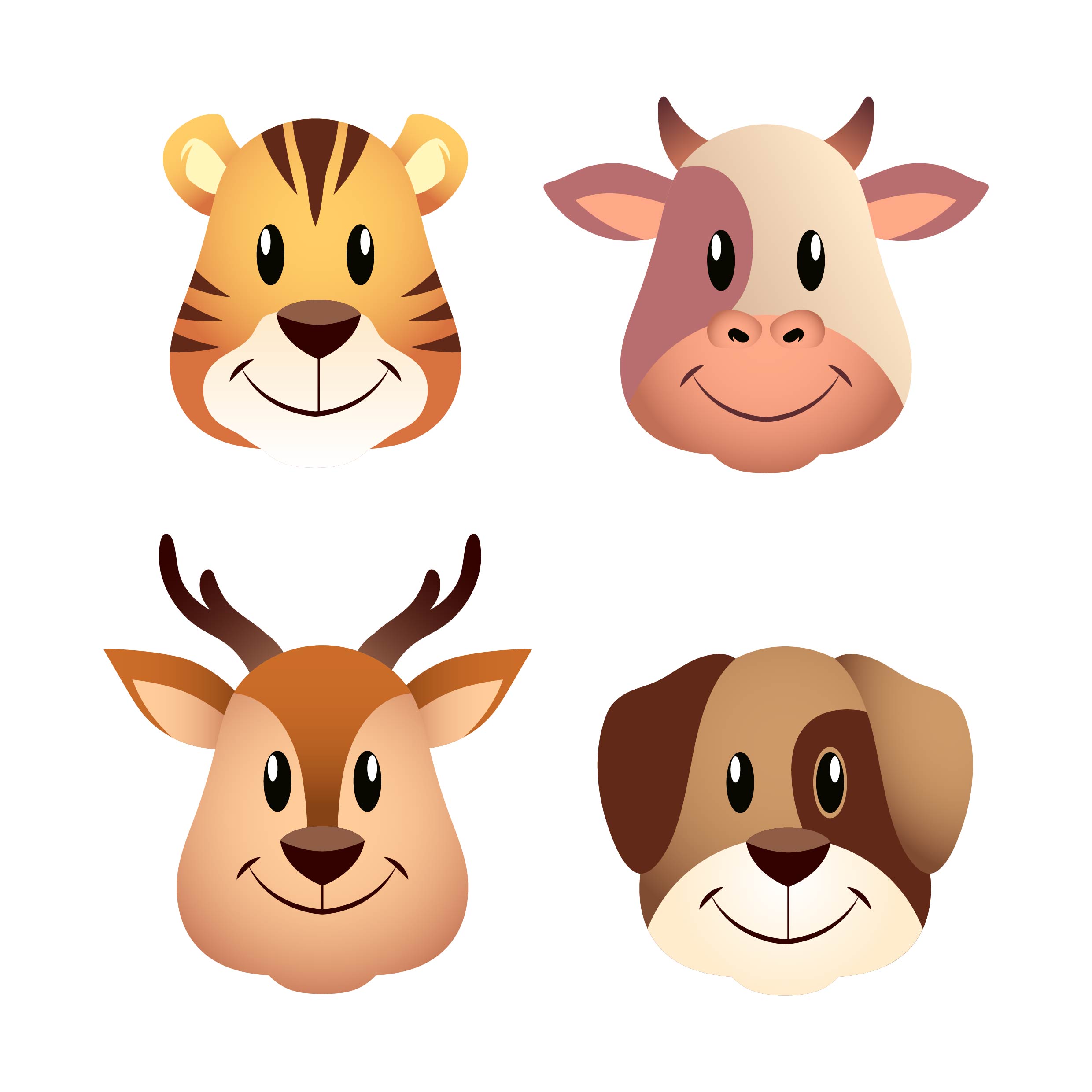 Download Animal Faces Set - Download Free Vectors, Clipart Graphics & Vector Art