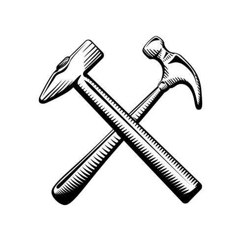 Two crossed hammers symbol vector