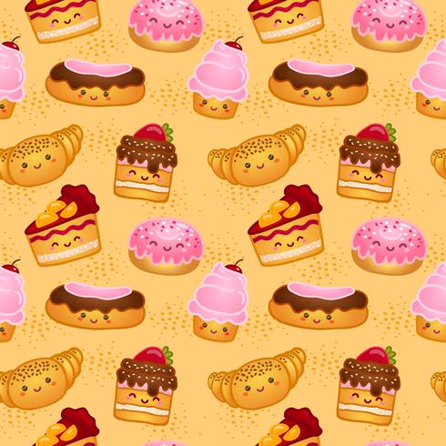 Seamless sweet baked pastries vector