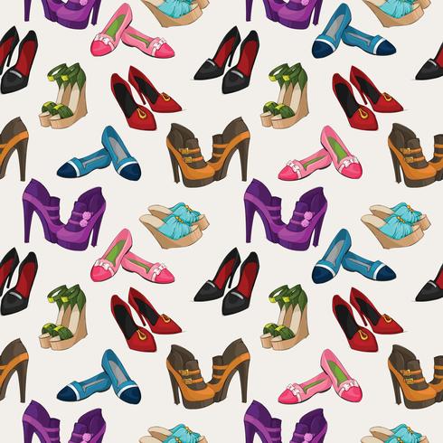 Seamless woman's fashion shoes pattern vector