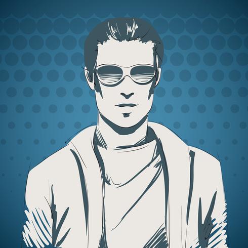 Stylish young guy portrait vector