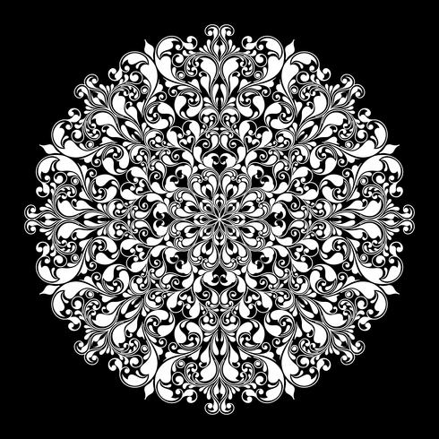 Ornamental round pattern on black vector