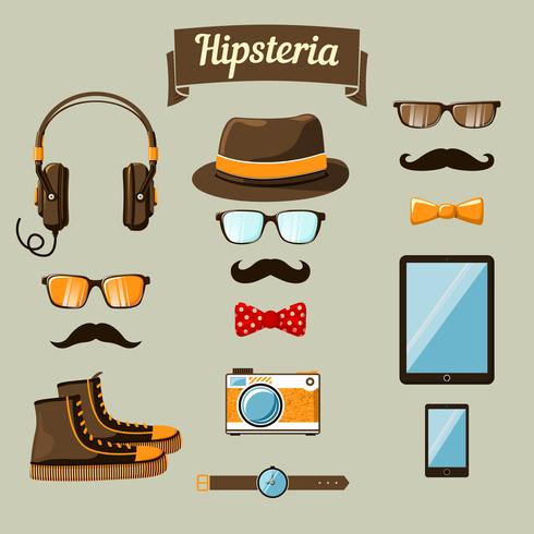 Conjunto de iconos de dispositivos hipster vector