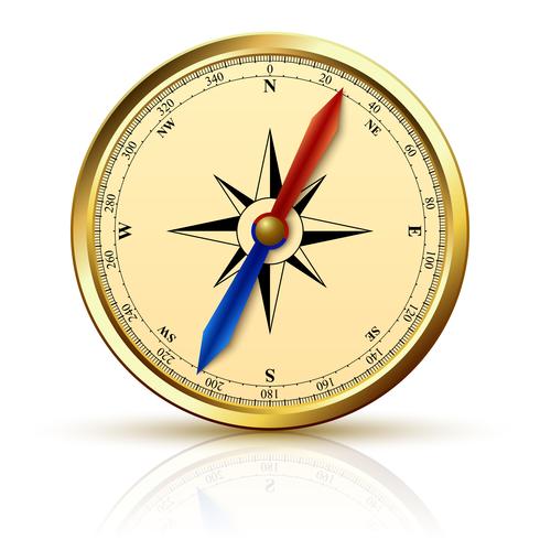 Navigation compass golden emblem vector