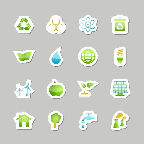 Conjunto de iconos eco verde vector