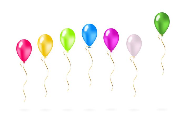 Colorful flying balloons in a row vector