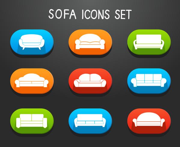 Sofas and Couches Furniture Icons Set vector