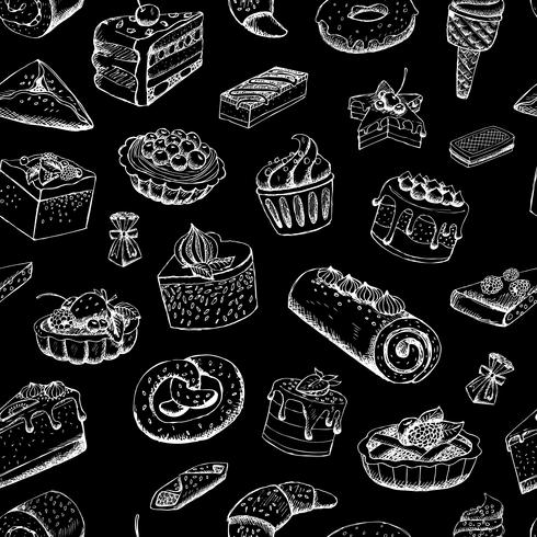 Sweet pastries on chalkboard vector