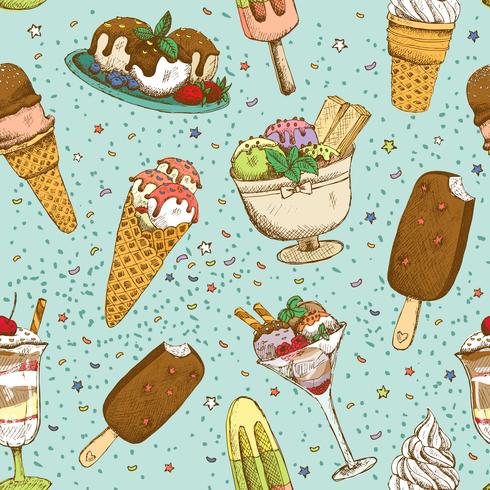 Icecream seamless background pattern vector
