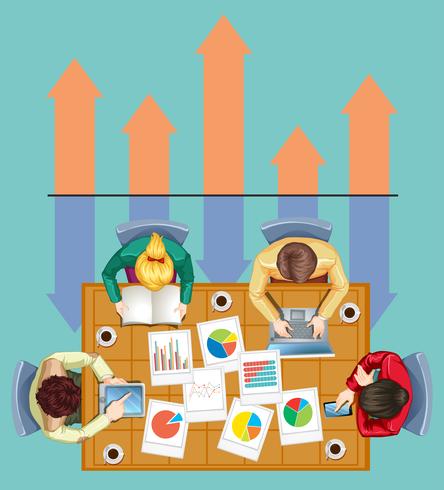 Infographic with business people and charts vector