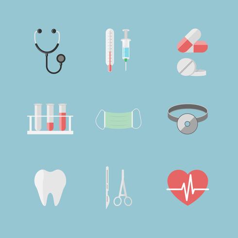 Pictogramas para el cuidado de la salud del sitio web del hospital. vector