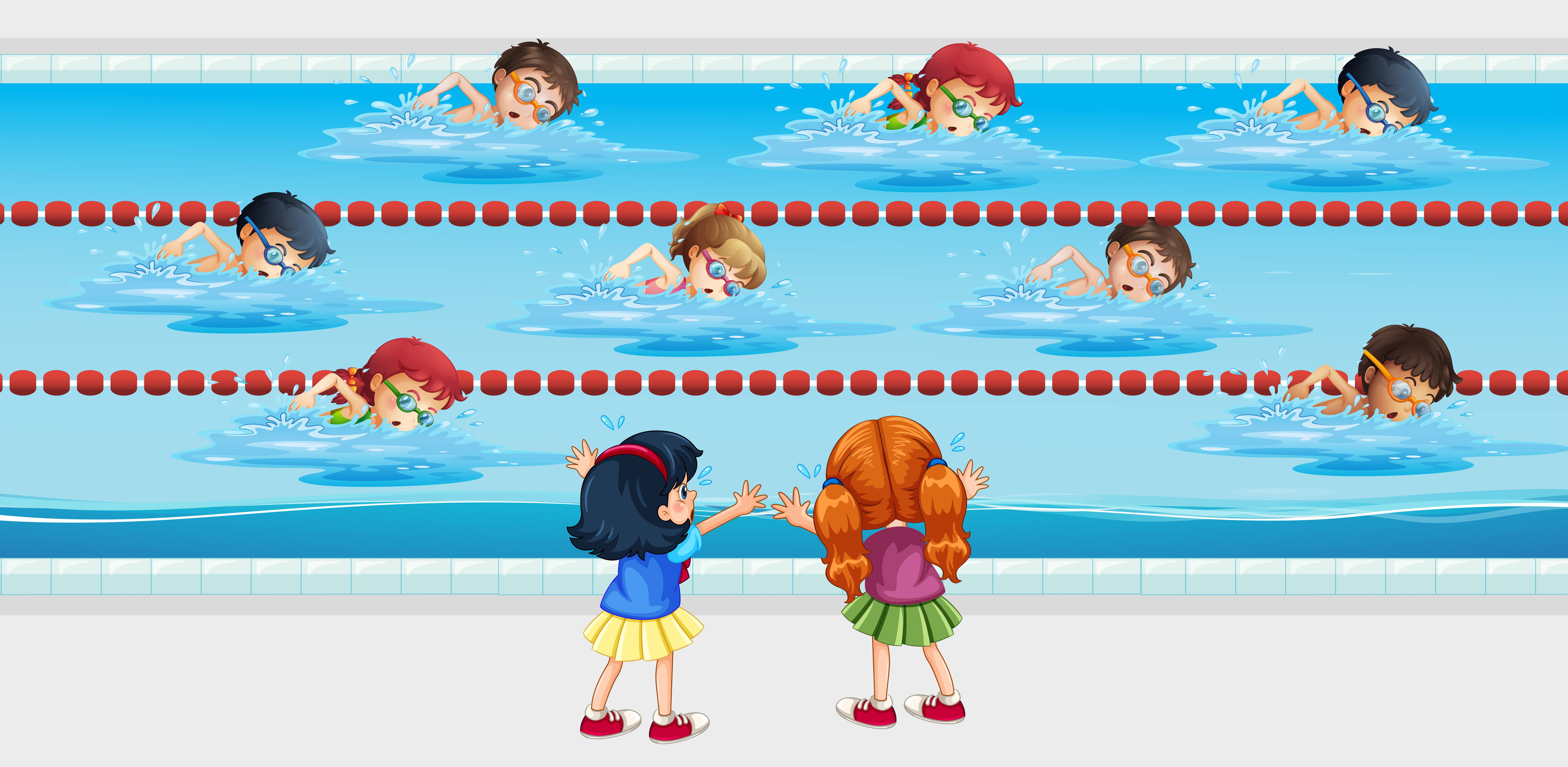 Kids practice swimming in the pool 430132 Vector Art at Vecteezy