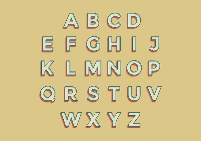 3D Retro Alphabet Vector