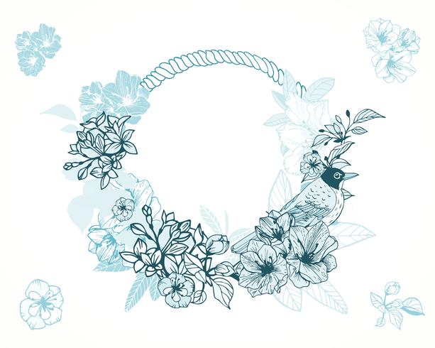 Pastel romantic floral frame vector