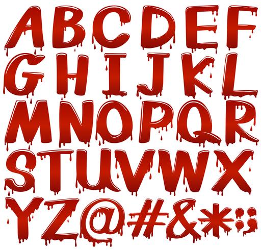 Letters of the alphabet in bloody fontstyle vector