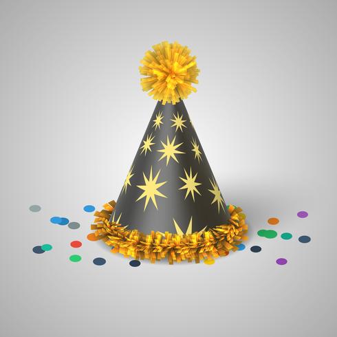 Grey party hat with yellow stars vector