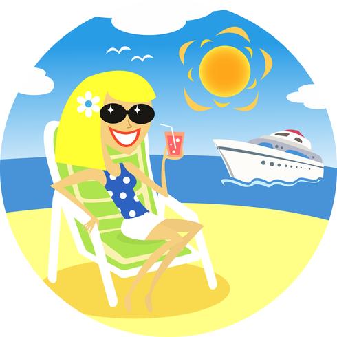 girl on beach vector