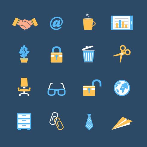 Business office stationery icons set vector