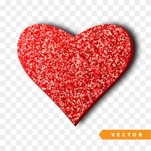 Corazón de destellos rojos vector