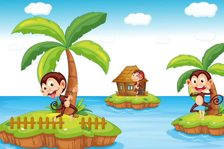 Monkeys at the beach vector