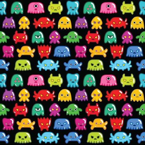 Seamless monsters pattern vector