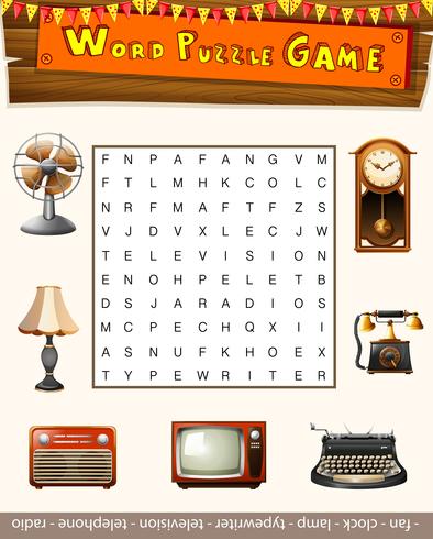 Word puzzle game for antiqu objects vector