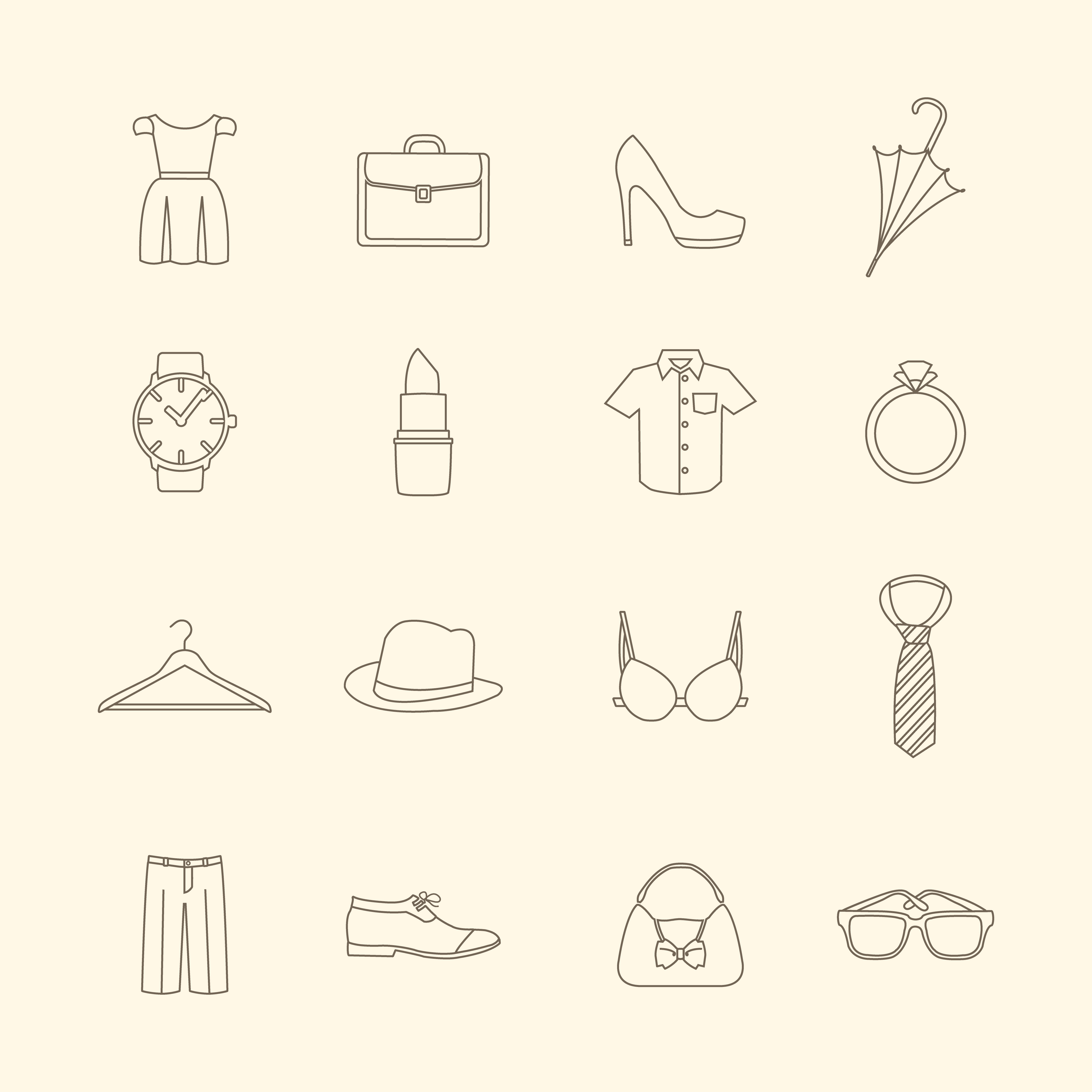 Fashion and clothes accessories icons 430272 Vector Art at Vecteezy