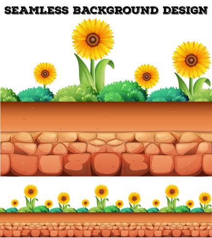 Seamless background with sunflowers  vector