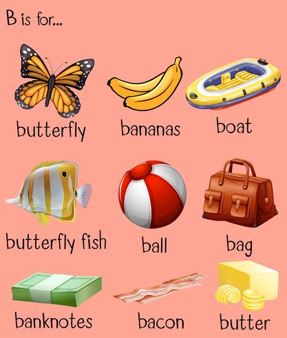 Different words for alphabet B vector