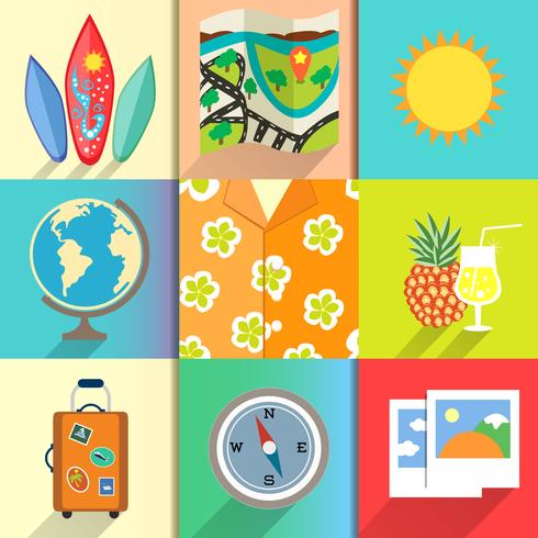 Travel and vacation icons set vector