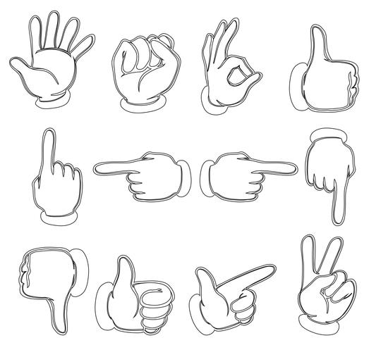 Hands pointing on the different locations vector