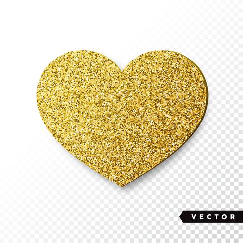 Corazón de destellos de oro vector