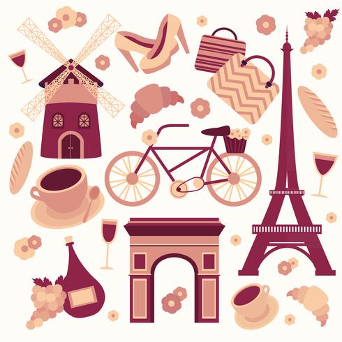 Paris symbols collection vector