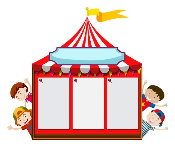 Board template with kids and tent vector