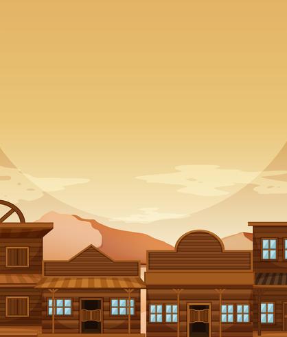 Background template with building in western cowboy vector