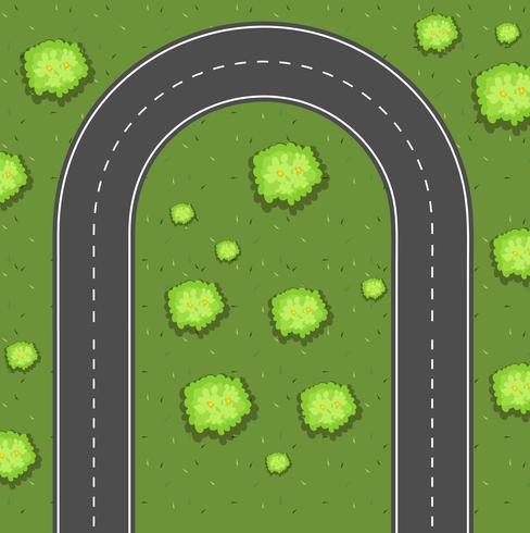 Aerial view of u-turn road vector