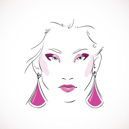 Front expressive look of fashion woman vector