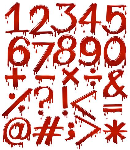 Numerical figures in bloody template vector