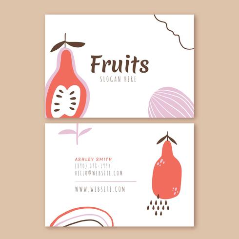 Tarjeta de visita con frutas y garabatos vector