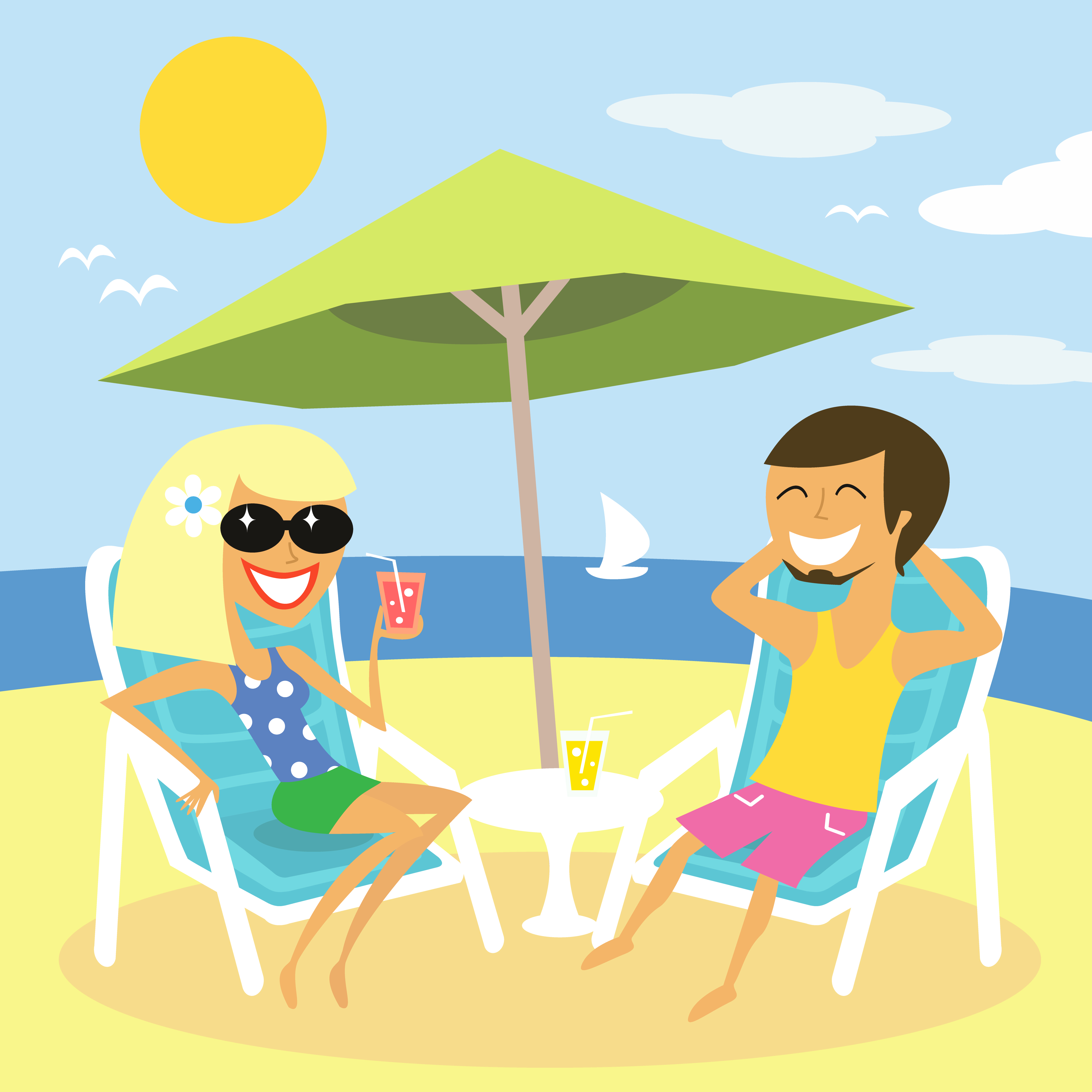 Summer Beach Scene Cartoon