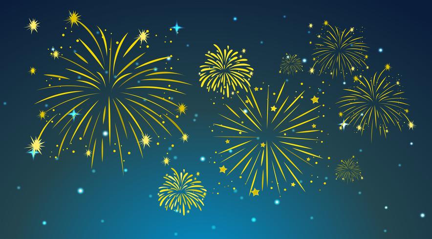Background design with fireworks in sky vector