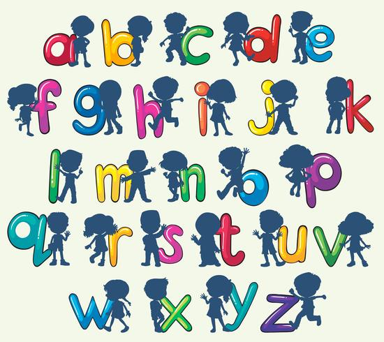 Children with English alphabets vector