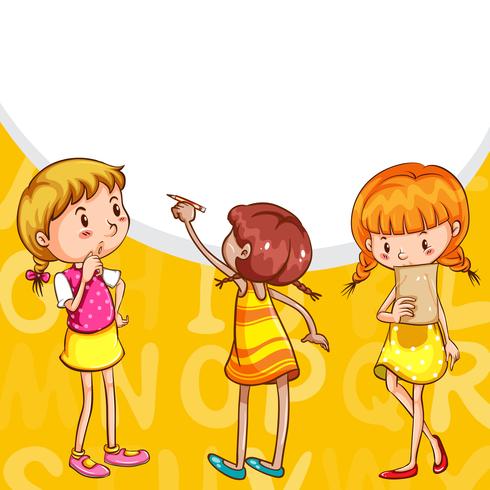 Background design with girls reading and writing vector