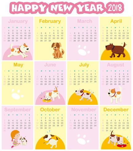 Calendar template for 2018 vector